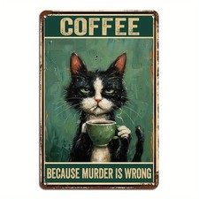 Vintage Cat Coffee Tin Metal Signs - 