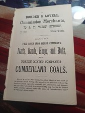 1872 Print Ad BORDEN & LOVELL Commission Merchants West St NYC Cumberland Coals picture