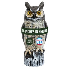 Lifelike Great Horned Owl Decoy Bird Repellent - 16-in Hand-Painted picture