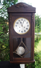 Antique 1920s Suevia German Regulator Wall Clock - RUNS - VIDEO - EBONY FINISH picture