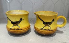 Peters Pottery Palace Mesa AZ Sugar & Creamer Set Handmade Vintage Roadrunner picture