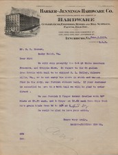 1914 Letterhead Barker-Jennings Hardware Co. Lynchburg VA  - Re: Freezers picture