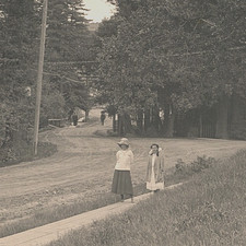 c.1909 UU RPPC Larkspur CA Marin County Winding Road Girls Bow Hat Fashion Walk picture