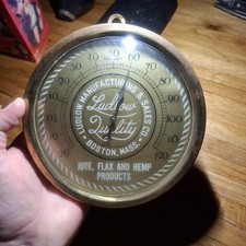 Vintage Brass thermometer Ludlow JUTE FLAX HEMP Boston mass  picture