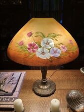 Antique Signed Jefferson Reverse Painted Glass Shade Lamp 1899 picture