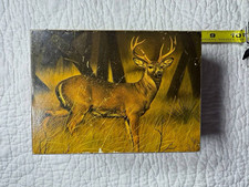 Vintage Eagle River Wisconsin Wooden Cedar Box Whitetail Deer Buck Souvenir picture