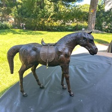 Vintage Leather Wrapped Horse Statue 18