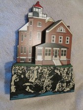 Vintage Shelia's Houses Put-In-Bay Ohio Bass Island Lighthouse Wood Shelf Sitter picture