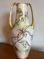 Antique 1922 Bavarian Porcelain Vase - Hand-Painted Berry Motif  E.K Kassim picture