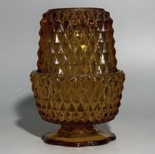 Vintage 1970s Indiana Glass Fairy Lamp Amber Diamond Point Excellent Condition picture