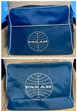 Vtg PAN AM Airline Blue Flight Attendant Travel Bag double sided 1958-1971 logo picture