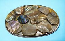 Vintage Abalone Shell Inlay Belt Buckle Oval Shape picture