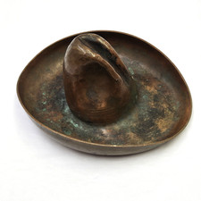 Antique VTG Tom Mix Era Solid Hammered Copper Cowboy Hat Dresser Trinket Tray picture