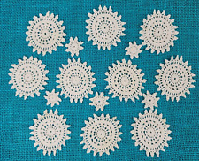 10 Vtg Crochet Floral Light Cream Doilies 2.75 inch 5 Mini Doily 1.25 inch Lot picture