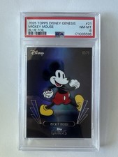 2025 Topps Disney Genesis BLUE FOIL Mickey Mouse #21 PSA 8 Numbered To /75 picture