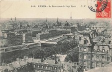 Postcard France: Paris Panorama of Seven Bridges Seine River DB Posted 1912 picture