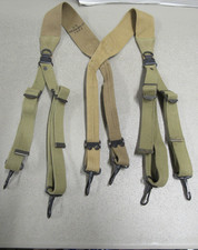 US WW2 M1936 Field Suspenders M36 Multi Tone Khaki OD Shades 1942 Hinson Mfg Co picture