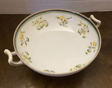 Hand Painted Nippon Japan floral porcelain footed bowl with handles gold trim picture