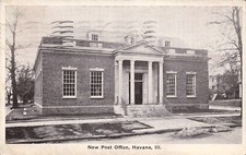 Havana IL Illinois Post Office c1935 Orange Street Vtg Postcard E37 picture
