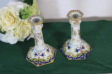Antique french rouen ceramic candle holders  picture