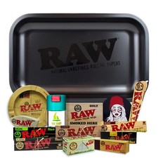 Smokers Gift Set RAW Matte Black Rolling Tray 10.8