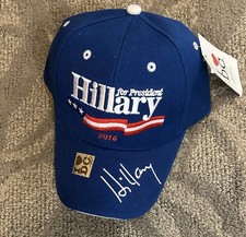 2 HILLARY 2016 for PRESIDENT BLUE HATS SIGNATURE NAME CLINTON DEMOCRAT BILL New picture