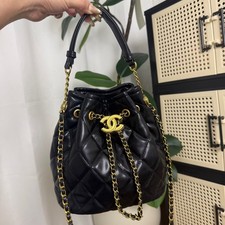 Chanel Makeup Shoulder Strap Bag Crossbody Bucket Black Quilted- VIP Gift w box picture