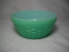 Fire-King Turquoise Basket Weave Cereal/Dessert Bowl Mint Condition 5 Available picture