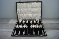 Vtg EPNS Silverplate Set 12 Demitasse 4.75” Spoons Tongs Demi Coffee picture