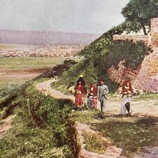 Antique 1904 Haifa Palestine Israel & Mt Carmel Stereoview Photo Card P580-098 picture