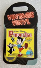 ✨DISNEY~VINTAGE VINYL🧡PINOCCHIO/JIMINY  CRICKET & FIGARO LE SLIDER 3rd POTM PIN picture