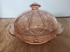 Vintage Jeannette Cherry Blossom Pink Depression Glass Butter Dish & Lid picture