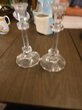Towle Glass Candlestick Holders Pair Classic Pattern 1997 Crystal Single Light 6 picture