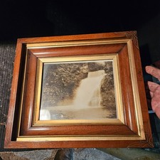 NICE Antique Victorian Eastlake Deep Walnut Picture Frame 8x10 & waterfall photo picture