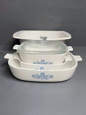 Vintage Blue Cornflower Ceramic Corningware Collectible Casserole Baking Dishes picture