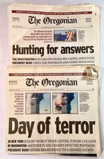 Oregonian Newspapers 9/12/01 & 9/13/01 Northwest COMPLETE 9/11 New York City WTC picture