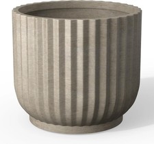Kante Small Round Pedestal Weathered Concrete Planter 11