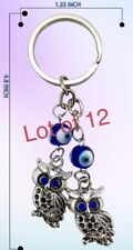 12 Blue Evil Eyes Owl Keychain Key Ring good luck Charm Gift A Lot Of 12 picture