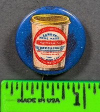 Vintage LeRoy's Homemade Mayo Dressing Pinback Pin picture
