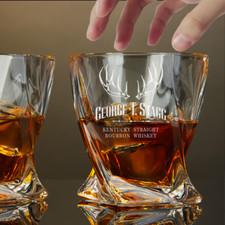 Custom Engraved George T Stagg Whiskey Glass – 10 oz Twisted Rocks Glass picture