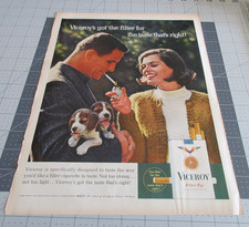 1965 Viceroy Cigarettes Couple Smoking Puppy Dogs Vintage Print Ad picture