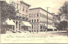 Lithograph Flemington NJ Union Hotel & Post Office Street View 1906 picture