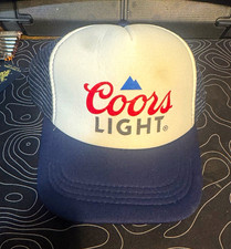 Coors Light Breweriana Trucker Hat White Blue Mesh Back Snapback Cap picture