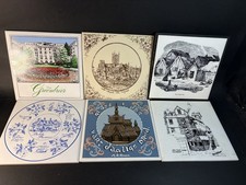 6 Decorative Souvenir Tiles Greenbrier,Wells Cathedral,John Knox House + picture