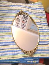 Vintage MATSON brand Oval Gold Vanity Mirror Tray Roses 18 x By 10.5” picture