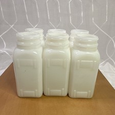 Vintage 1930s Art Deco Depression Milk Glass Spice Jars x6 Griffiths picture