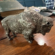 Antique German Cast Metal Buffalo Bison Figurine Hollow Vintage Statue AS IS picture