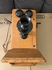 Antique 1900s Kellogg Chicago Hand Crank Oak Wood Wall Telephone Phone 20165 picture