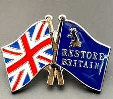 UNION JACK & RESTORE BRITAIN Flag Lapel Pin Badge picture