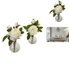 Nearly Natural 11in. Peony with Vase (Set of 2) picture